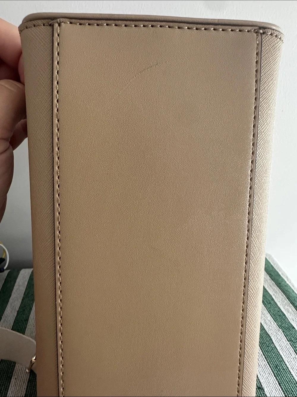 Michael Kors Saffiano Leather Satchel in Beige with Gold Hardware